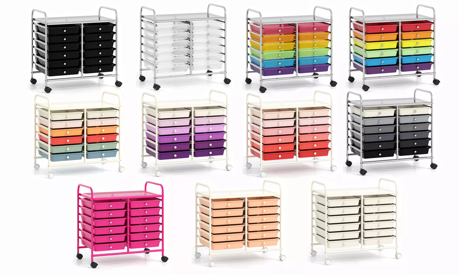 Costway 12 Drawers Rolling Cart Storage Scrapbook Paper Studio Organizer Bins
