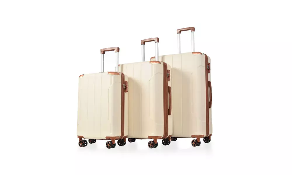 Three-Piece Expandable Hardshell Luggage Set - Gradient Color Suitcases