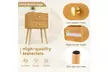 Mid Century Modern 2 Drawers Nightstand Natural Sofa Side End Table  - Second Medium