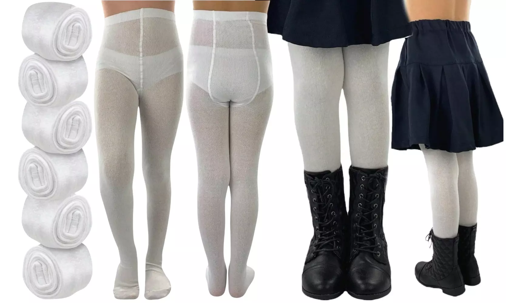 ToBeInStyle Pack of Six Kids' Classic Pull-On Assorted Warm Winter Tights