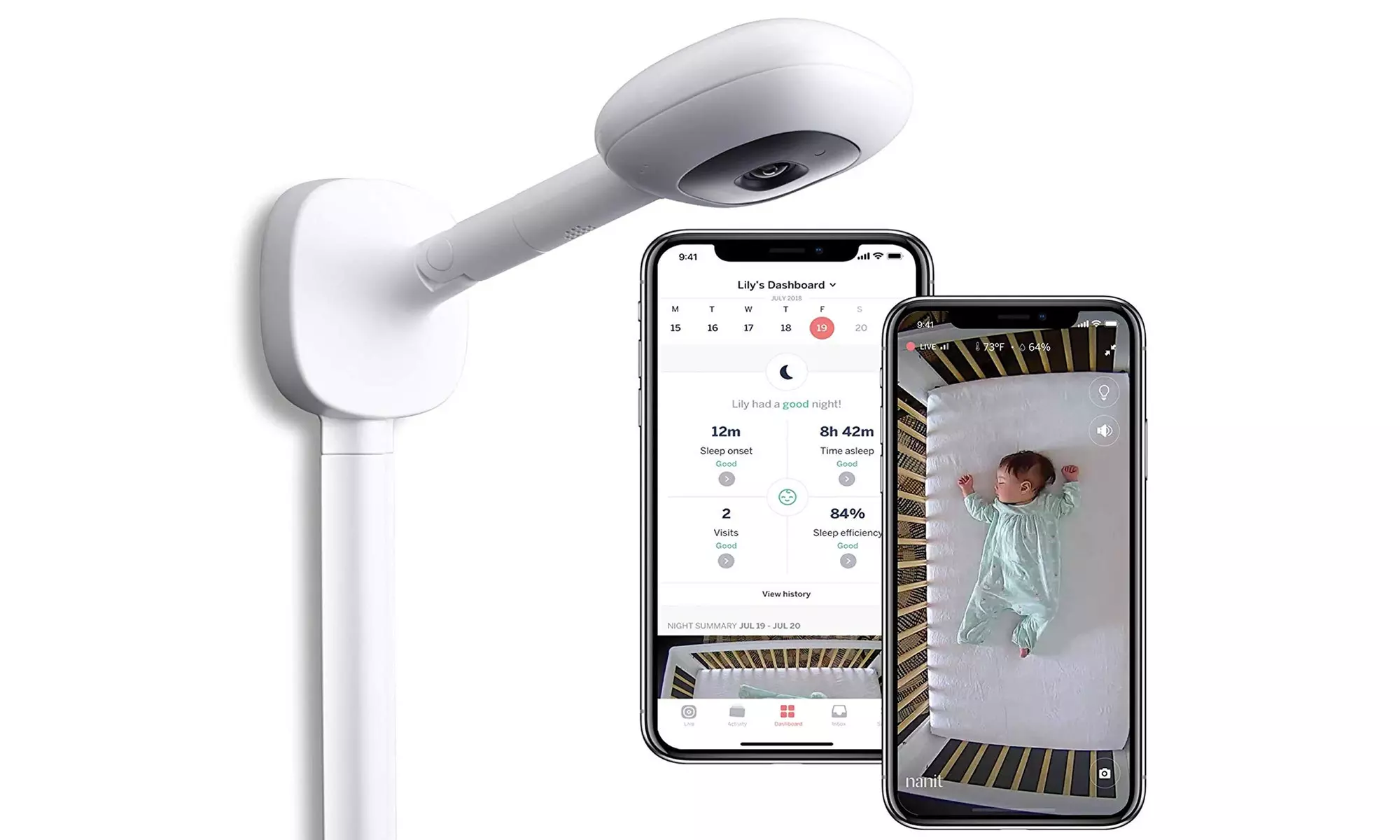 Nanit Smart Baby Monitor and Wall Mount - Camera with HD Video & Audio  - Primary Image