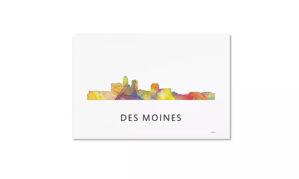 Marlene Watson 'Des Moines Iowa Skyline WB-1' Canvas Art - Second Medium