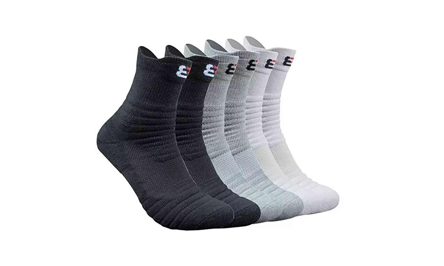 3 Pack Mens Cotton Sports Athletic Compression Socks Mid Crew Socks - Primary Image