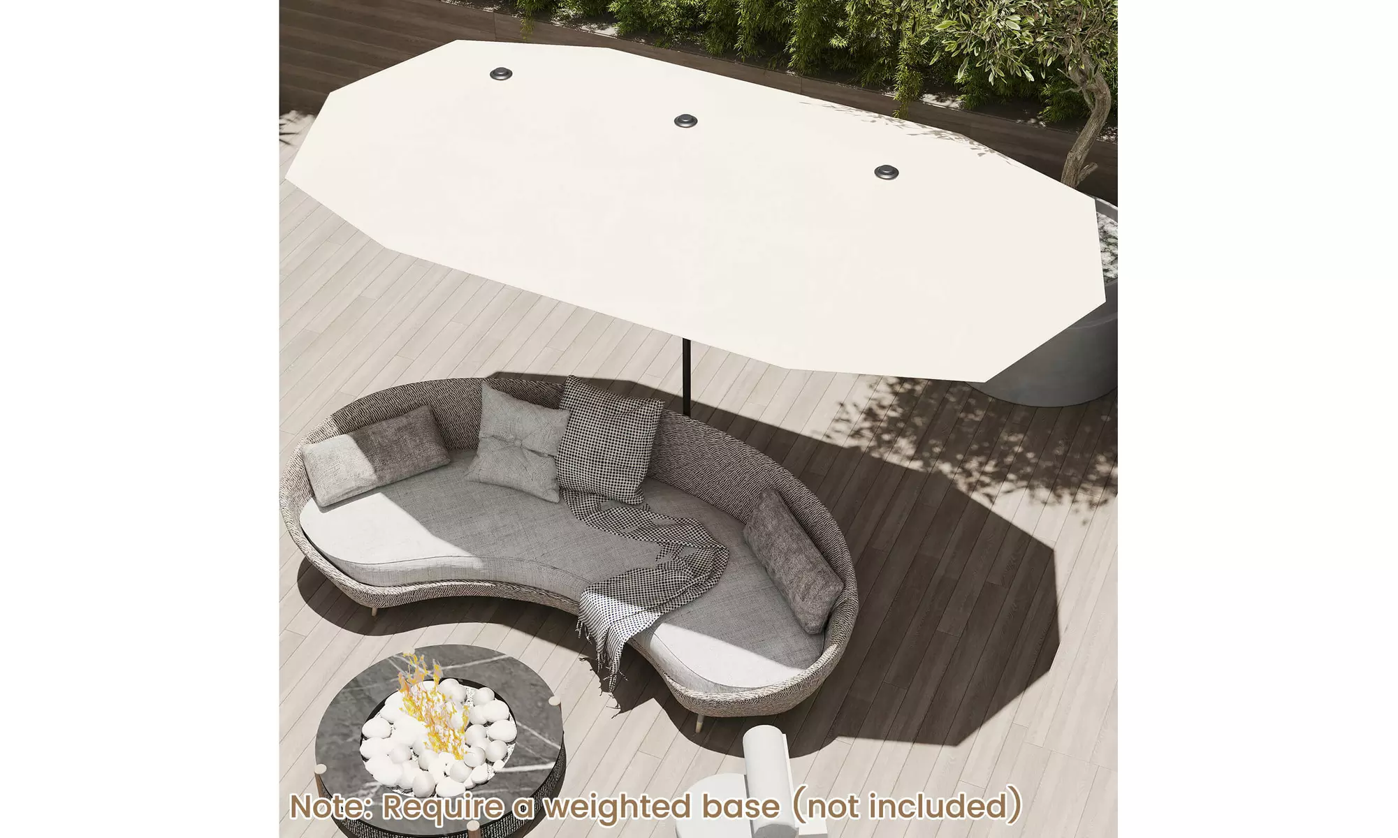 Costway 13ft Outdoor Double-Sided Table Umbrella with Optional LED Lights