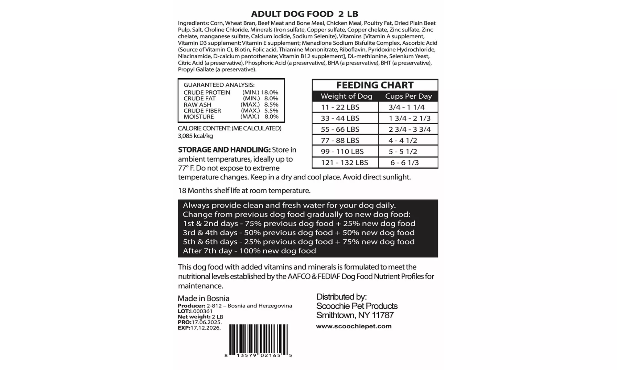 Chewka Dry Dog Food 2 to 20 Pound Bag