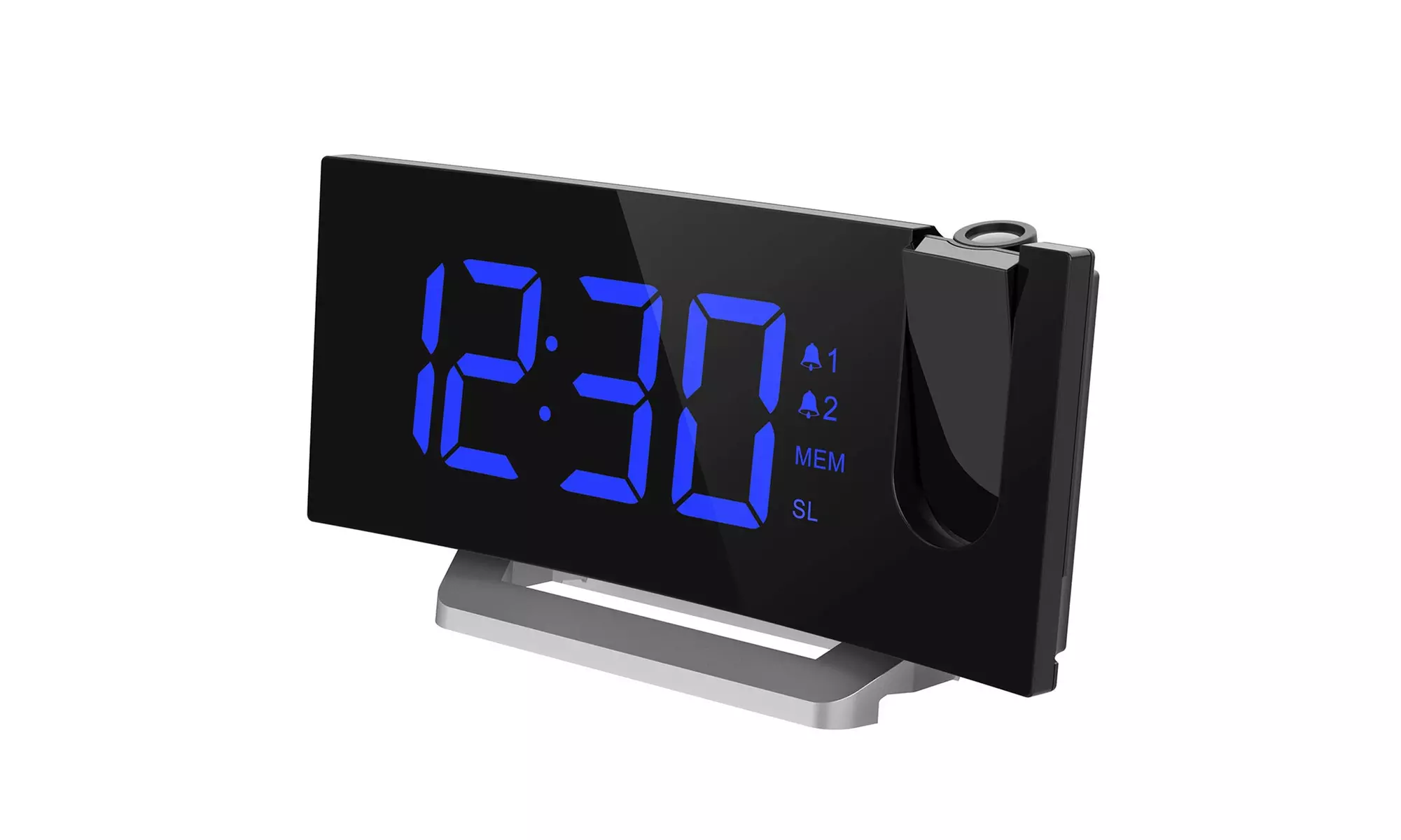 Mpow Projection Clock, FM Radio Alarm Clock, Curved-Screen Digital Alarm Clock - Primary Image