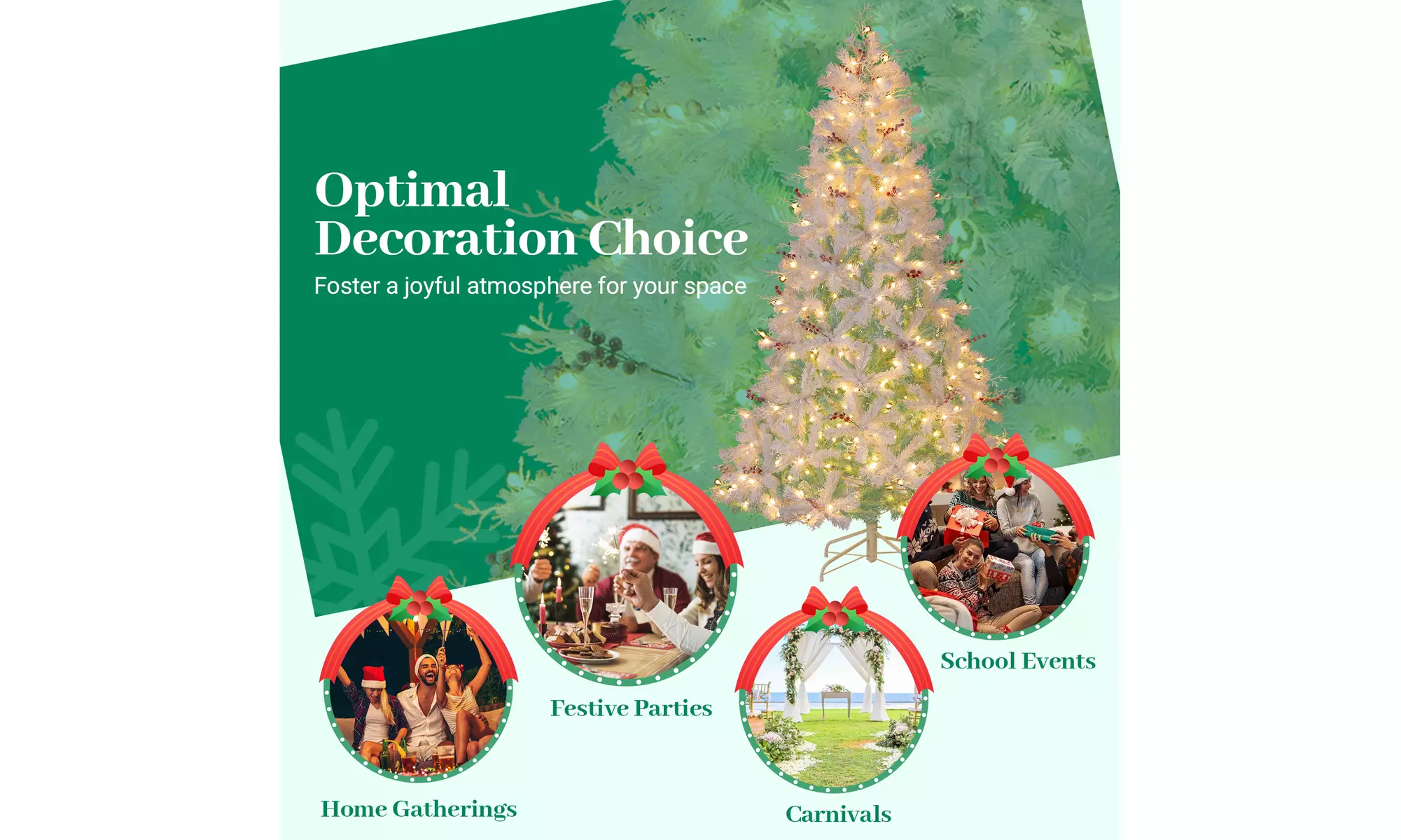 Costway Pre-Lit Artificial Christmas Tree with Branch Tips | Warm White LED Lights | Easy Setup & Home Decor