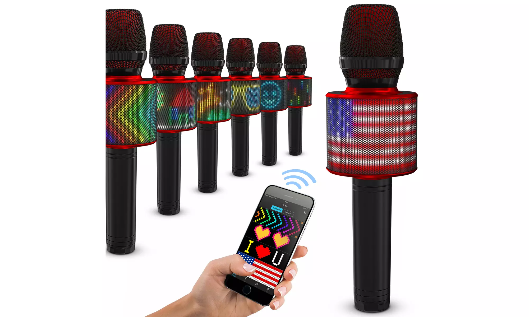 Karaoke Microphone Speaker for Kids and Adults & Customizable LED Lights Display - Primary Image
