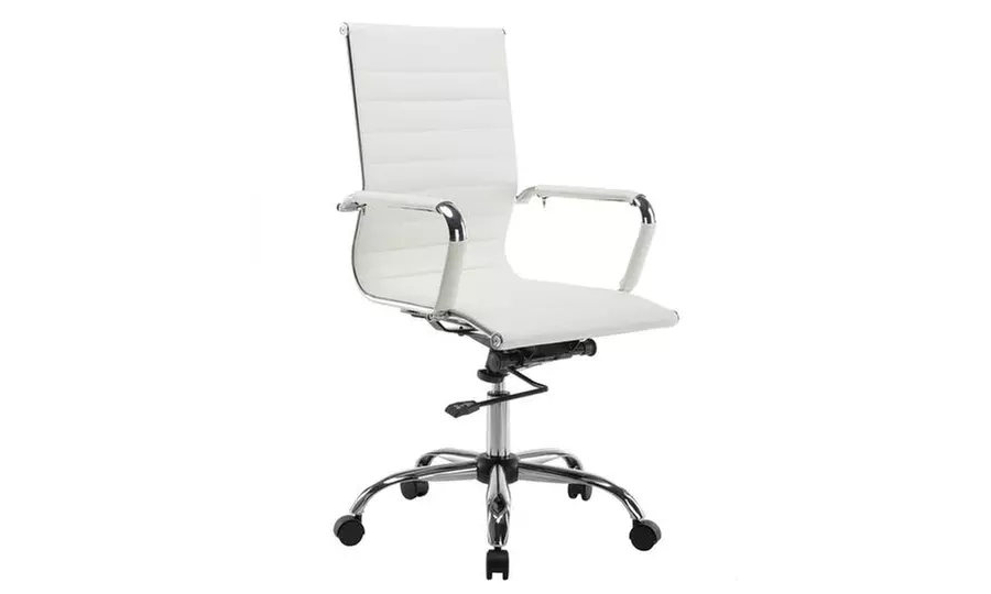 Leather Office Chair High Back Executive Task Ergonomic Computer Desk Seat White - Primary Image