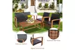 Costway 4PCS/8PCS Outdoor Patio Rattan Furniture Set Acacia Wood Frame Sofa - Second Medium