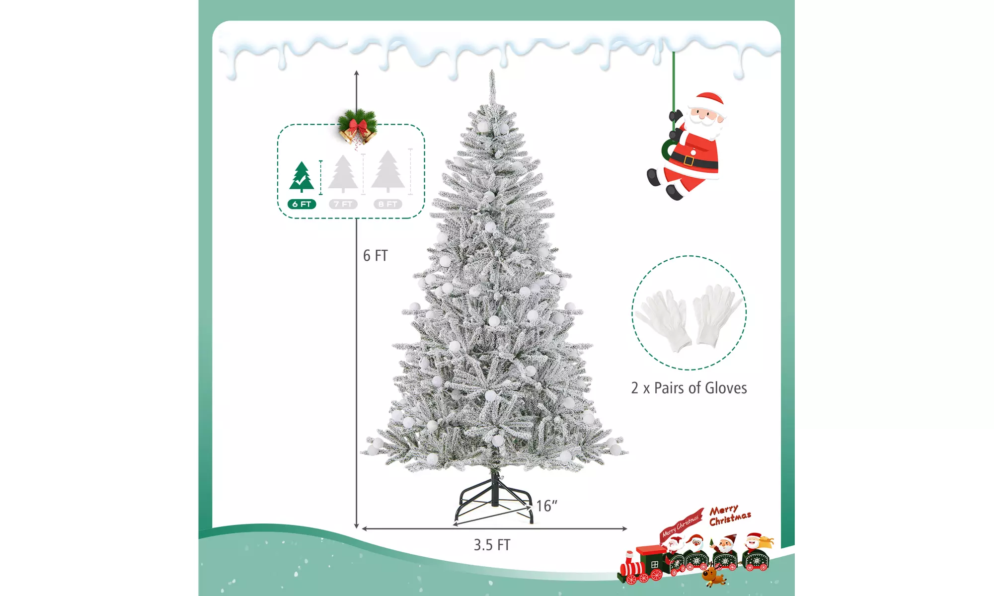 Costway Pre-Lit Artificial Christmas Tree with Branch Tips | Warm White LED Lights | Easy Setup & Home Decor