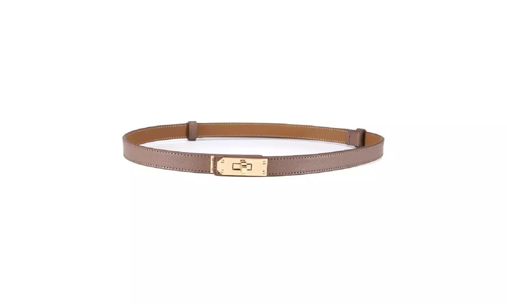 Women's Skinny Leather Adjustable Belt with Turn Lock Buckle