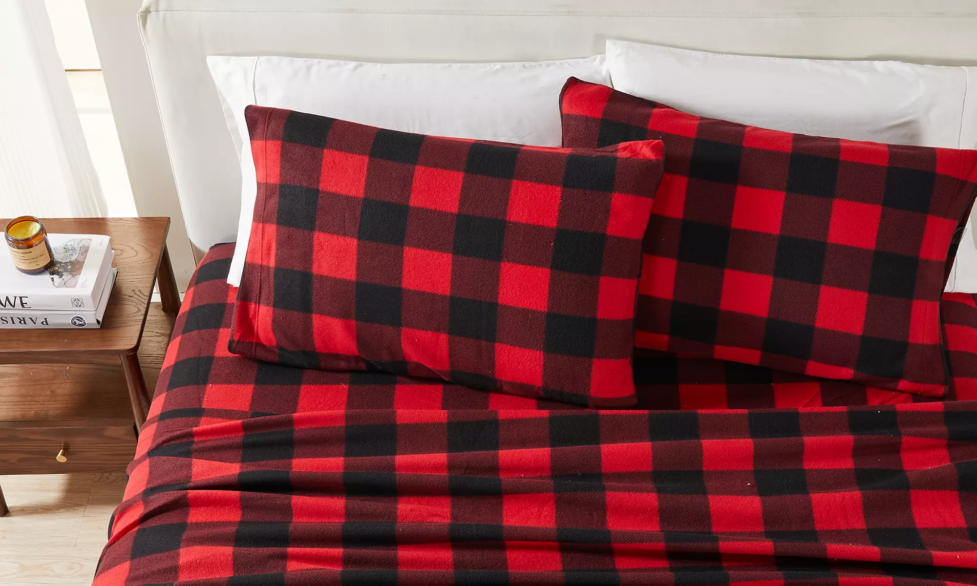 FreshFolds Extra Plush Plaid Fleece Sheet Set - Primary Image