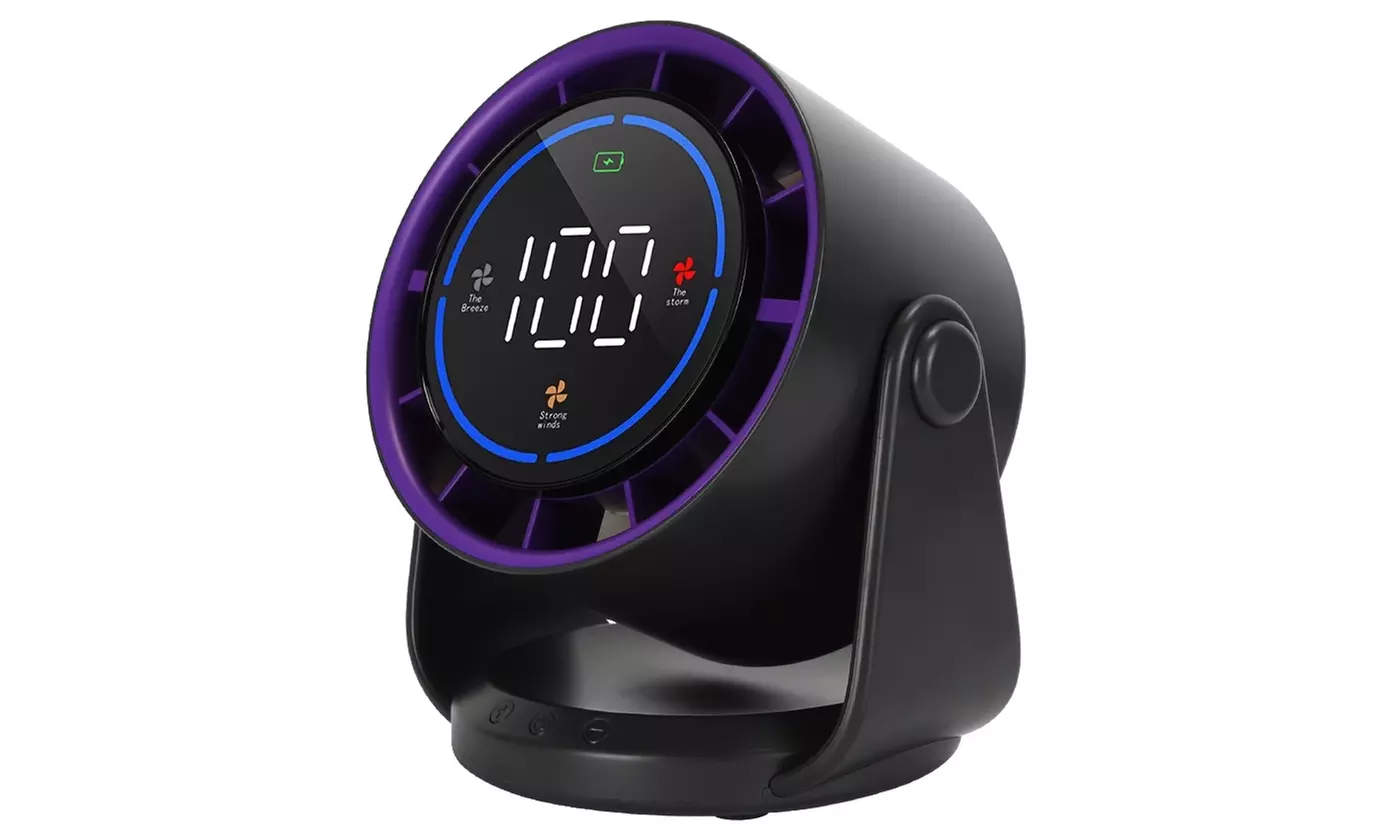 iMounTEK 100-Speed Rechargeable Desk Fan with 120-Degree Tilt & Wall-Mount Hooks