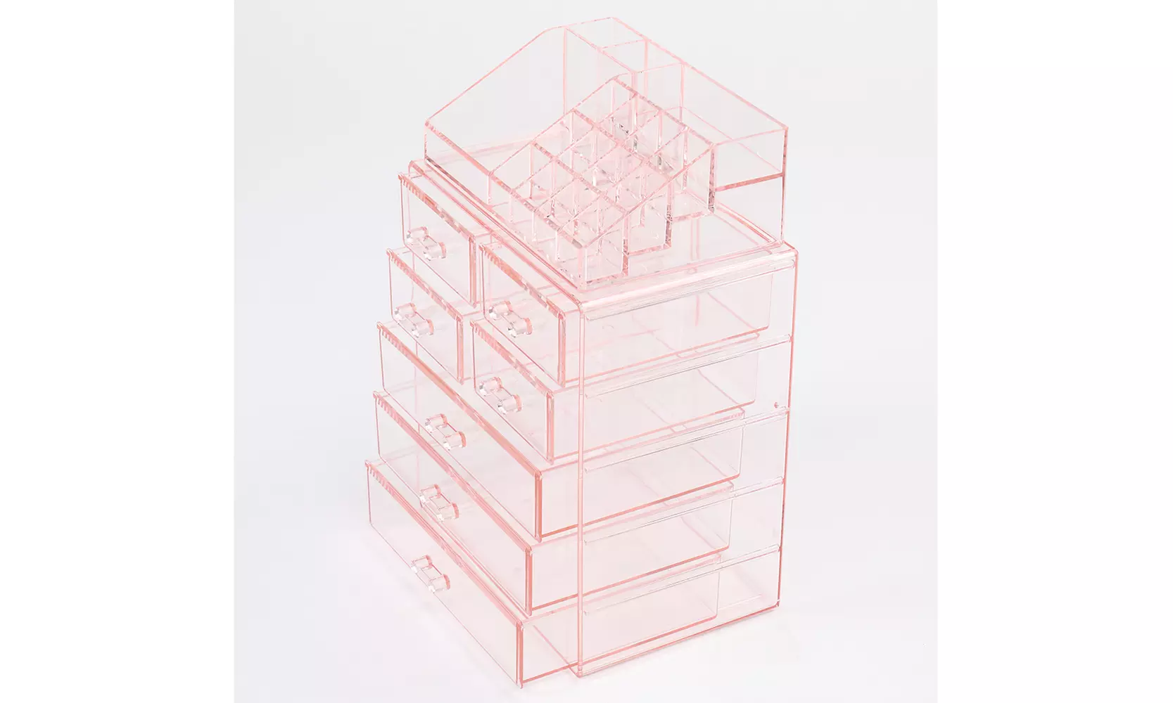 Plastic Cosmetics Makeup Storage Rack 7 Large Drawers (Set of 2)
