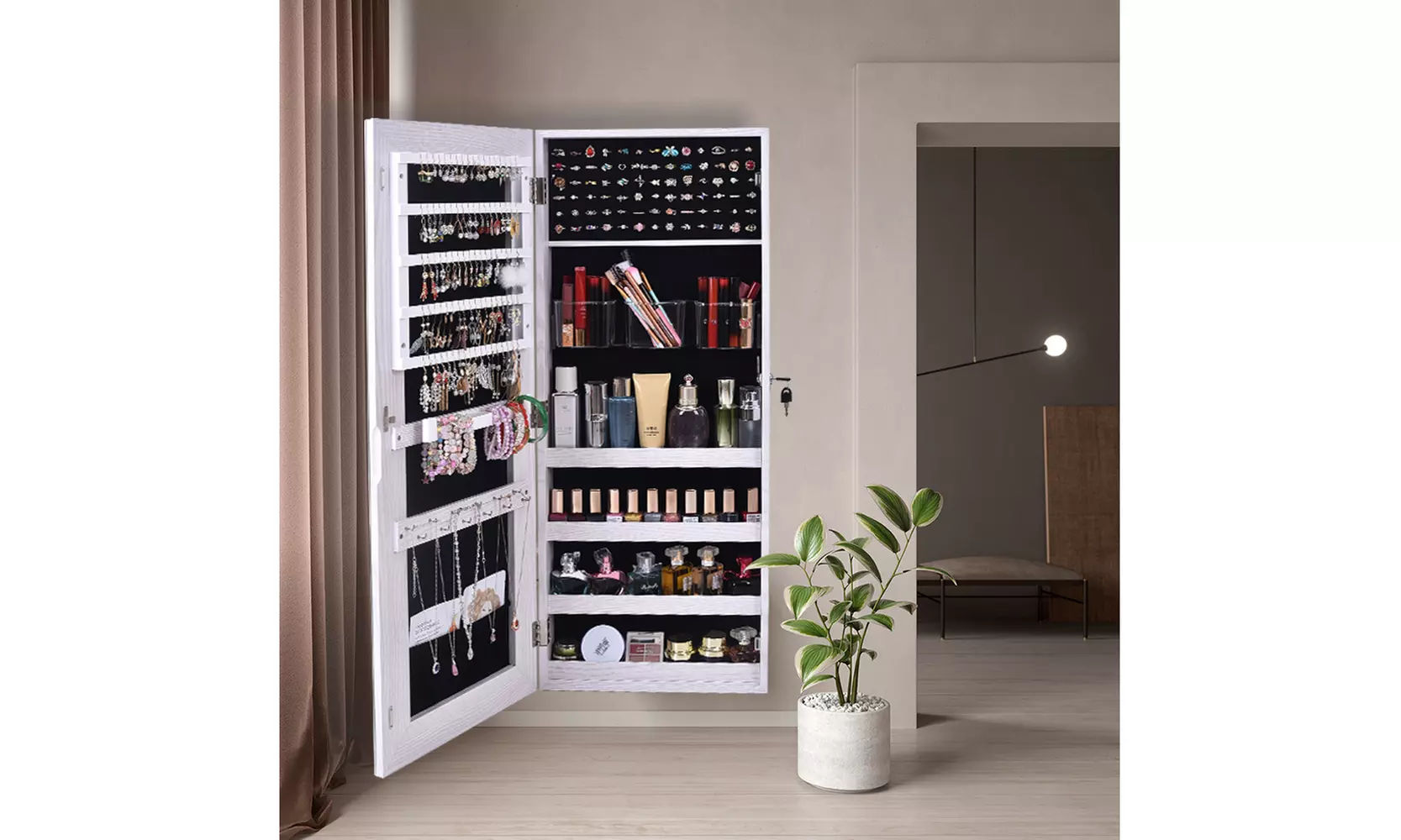 Jewelry armoire with Full Length Mirror Lockable - Primary Image