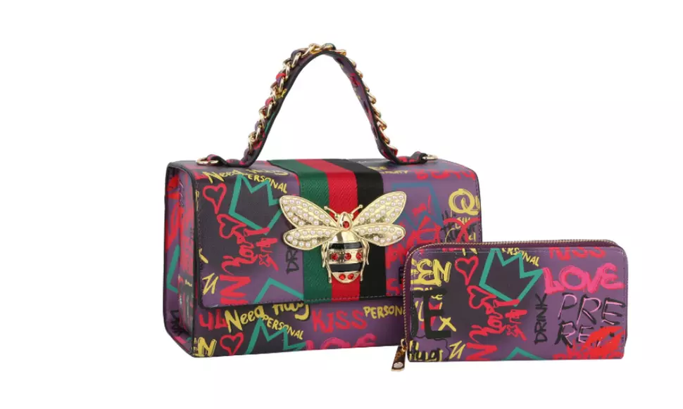 Women's Fashional Patent HandBag  Satchel with wallet