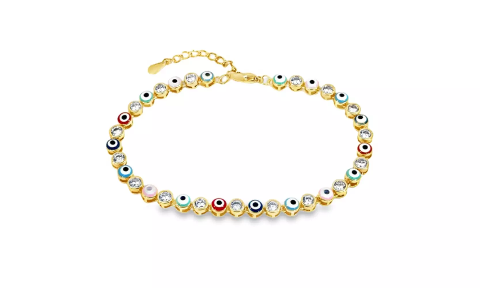 BDS Treasures Multi Color Evil Eye Bracelet, Gold-Plated Protection - Primary Image