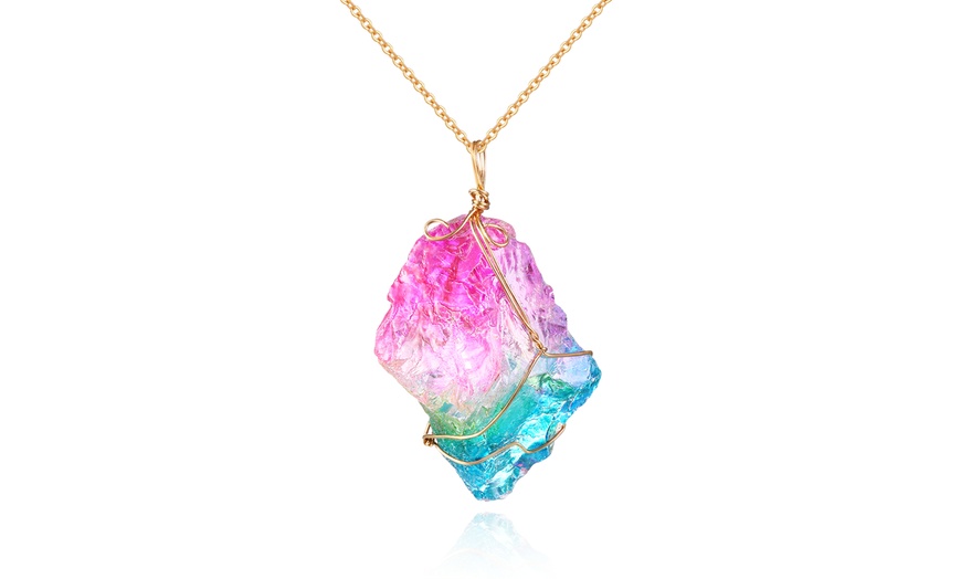 Up To 75% Off on Cotton Candy Glass Rock Necklace | Groupon Goods