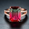 Image 3: Rose Gold Watermelon Tourmaline Emerald Cut Ring
