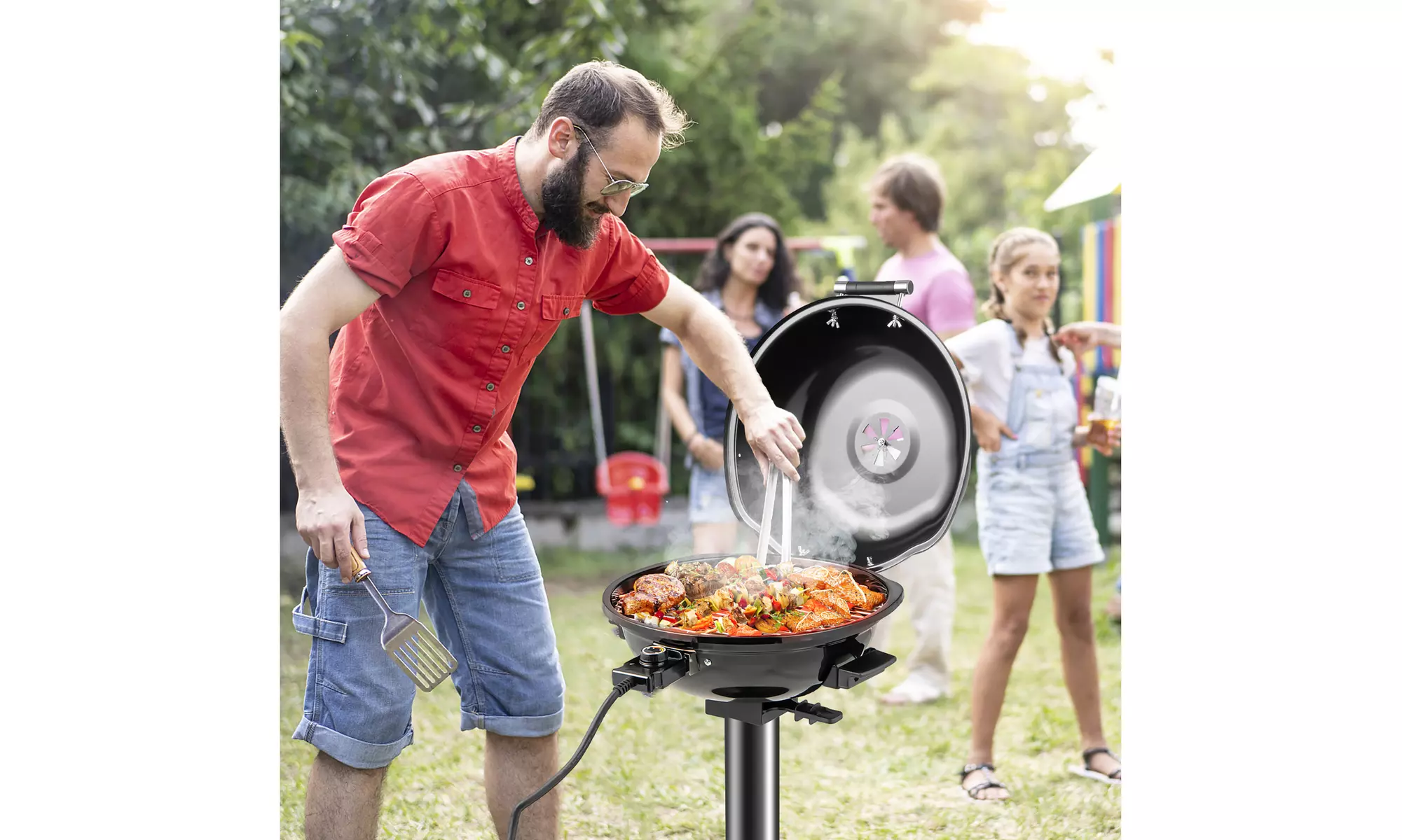 Costway Portable 1600W Electric BBQ Grill Temperature Control Grease Collector - Primary Image