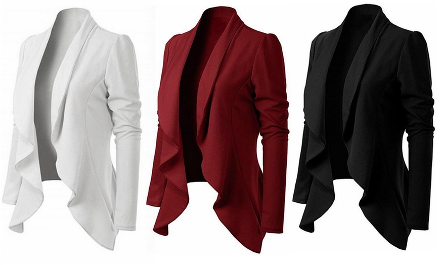 Image 1: Women Long Sleeve Turn Down Collar Ladies Elegant Business Suit Jacket Blazer