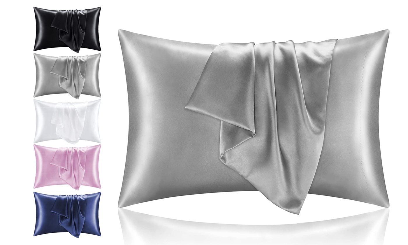 Silk Satin Cooling Pillowcases with Envelope Closure Queen King Size