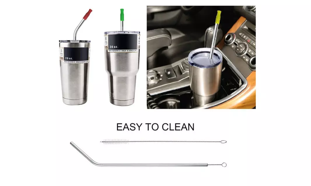 10.5 inch Long Reusable Stainless Steel Drinking Straws Brushes Kit