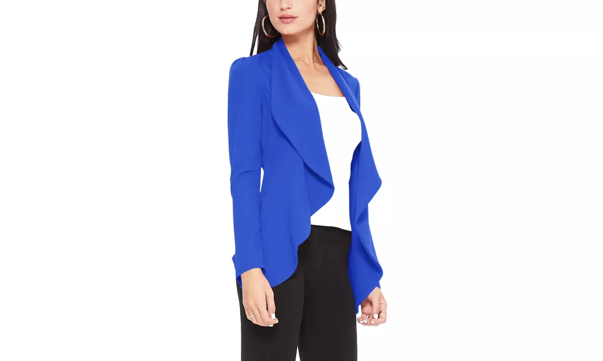 Casual Long Sleeves Open Front Office Wear Solid Blazer Jacket S-3XL