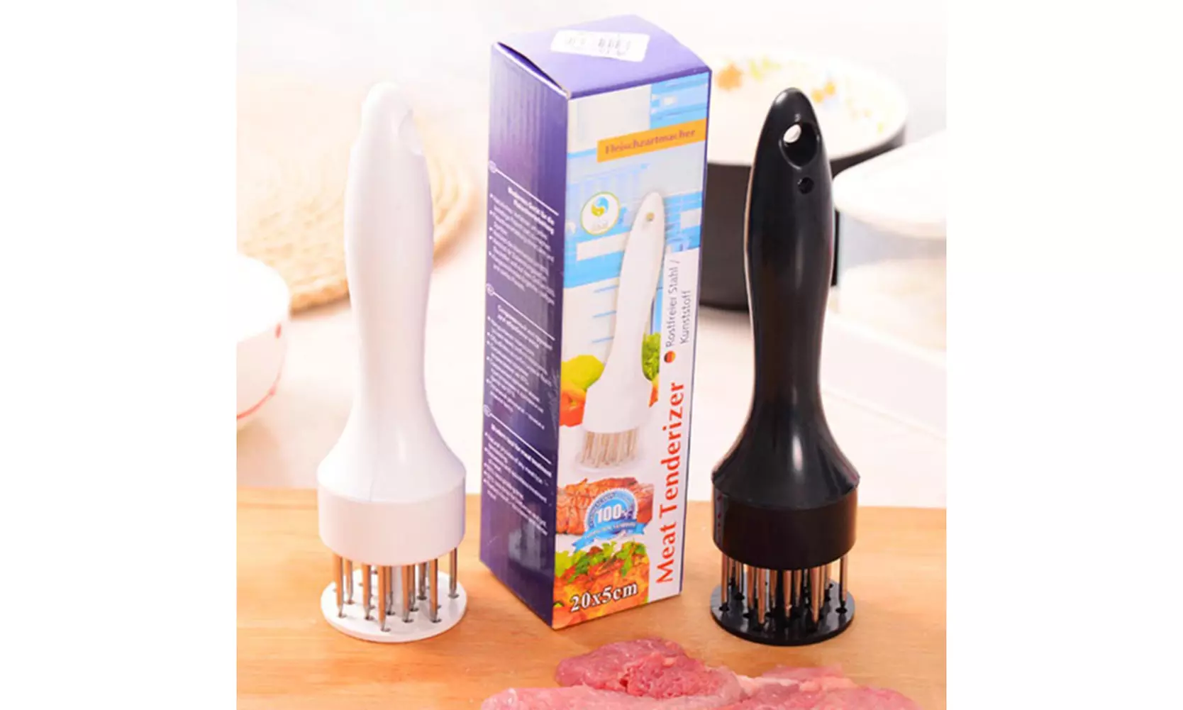 US 1-2 Pcs Professional Meat Tenderizer with Meat Sharp Stainless Steel Needle