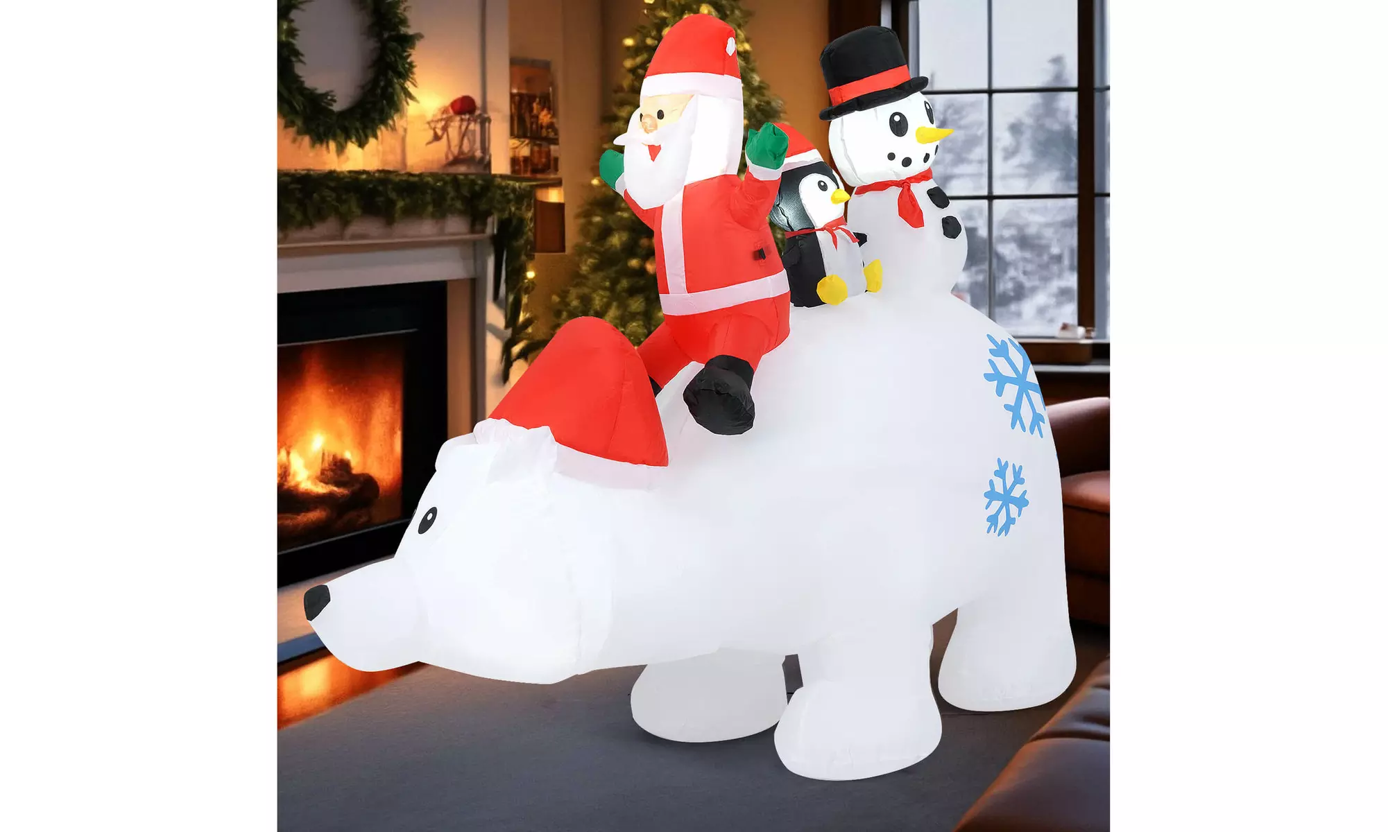 Costway Inflatable Christmas Santa Claus Helicopter Snowman Penguin Lights