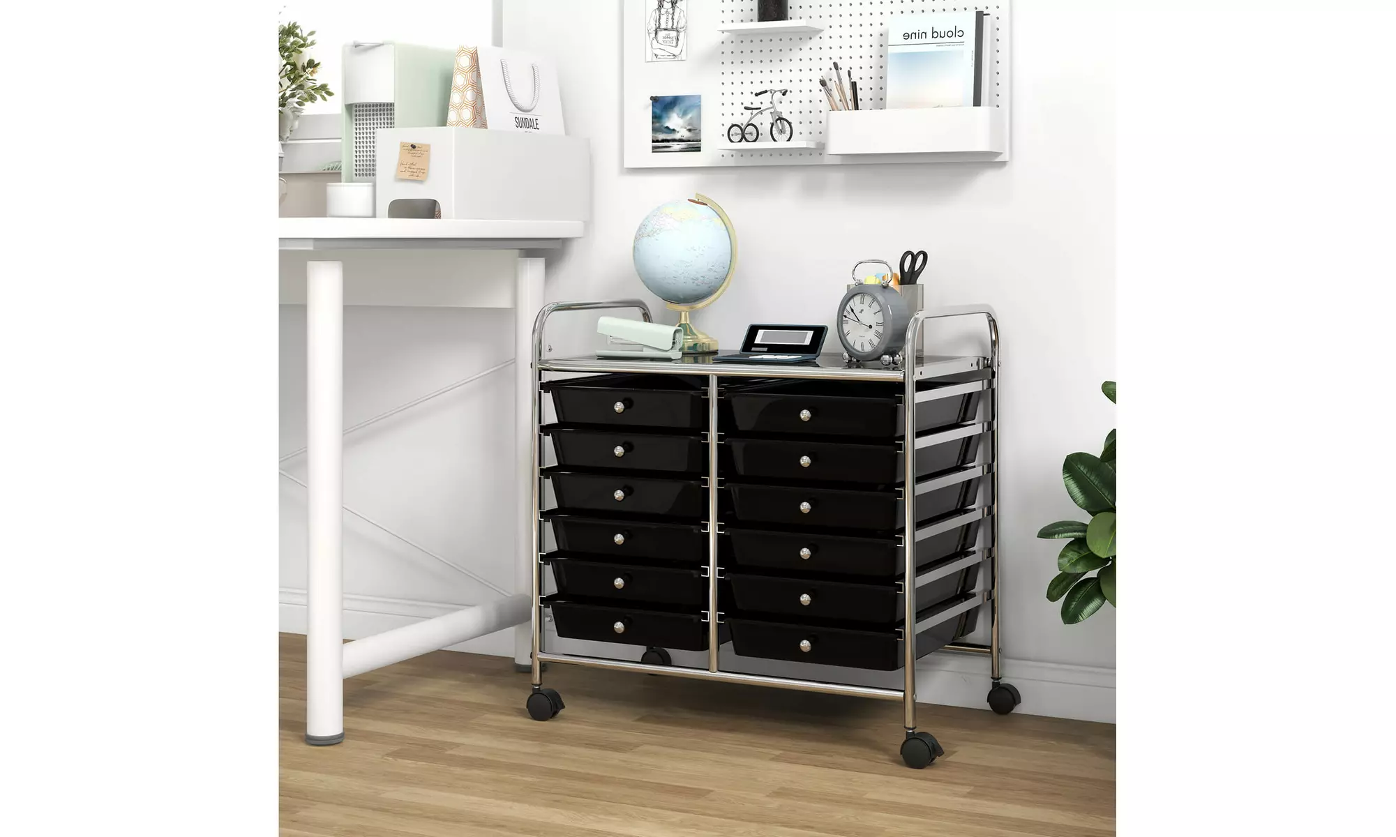 Costway 12 Drawers Rolling Cart Storage Scrapbook Paper Studio Organizer Bins