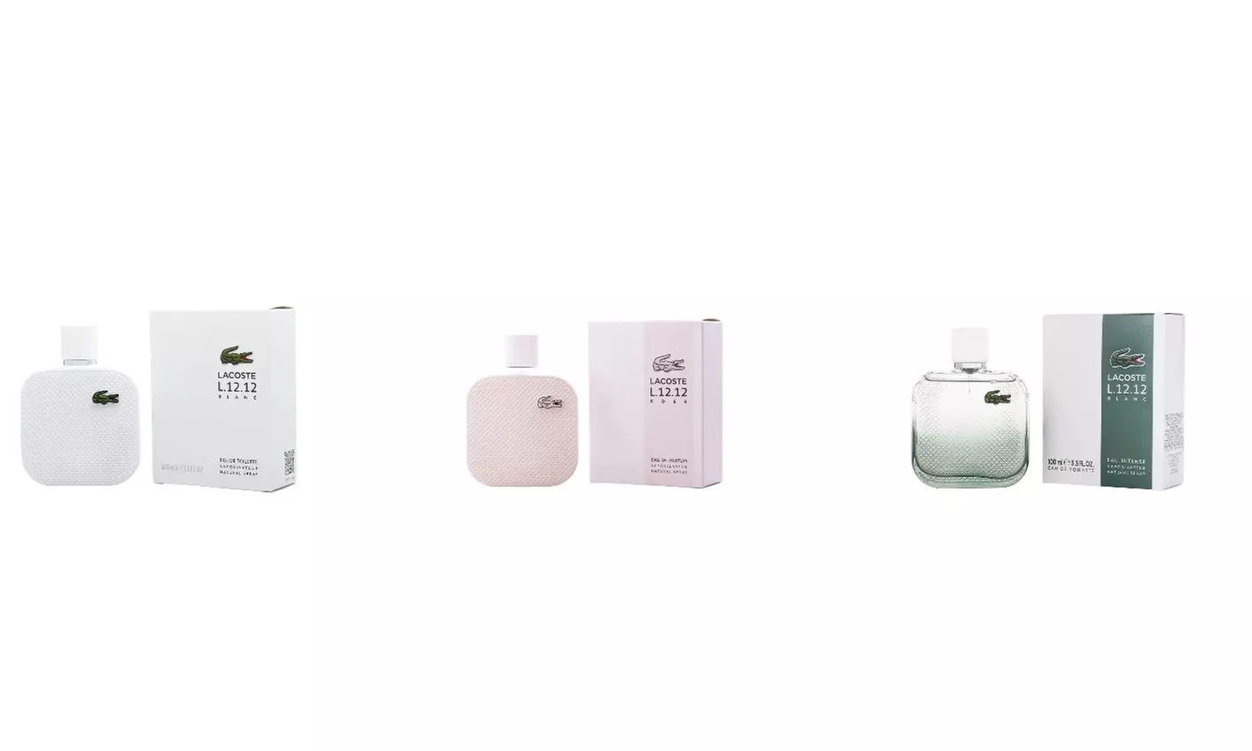 Lacoste L.12.12 Blanc or Rose Eau de Toilette Spray for Men or Women 3.3 Fl.Oz.