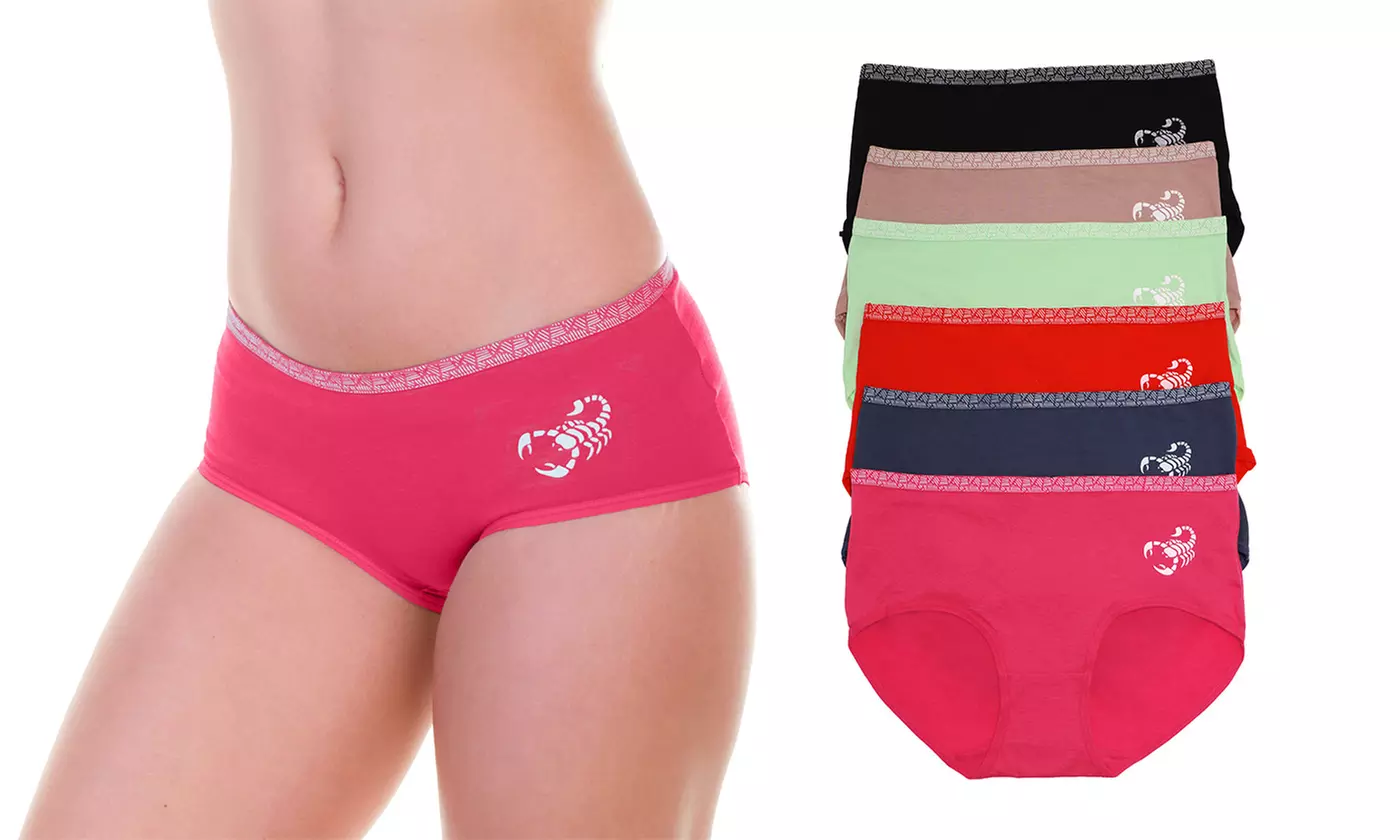 Angelina Six-Pack Cotton Hiphugger Panties for Women