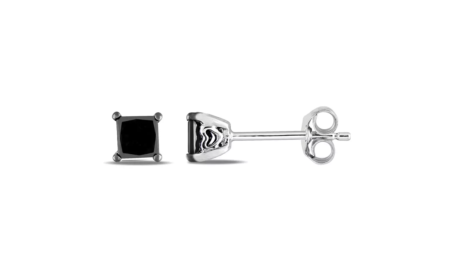3ct  Black Simulated Diamond Earrings Princess Cut Sterling Silver - Primary Image