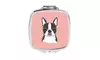 Carolines Treasures BB1203SCM Checkerboard Pink Boston Terrier Compact Mirror