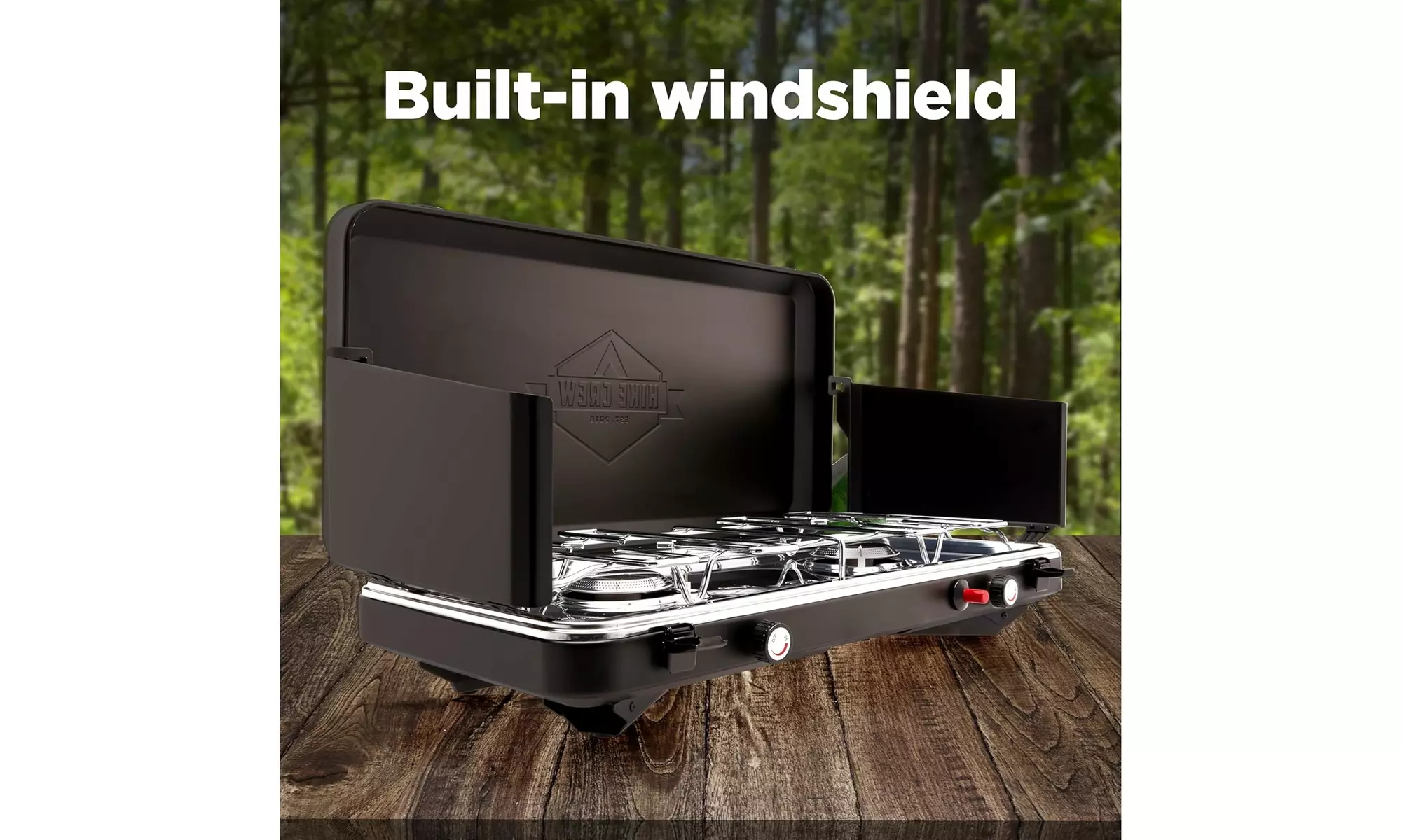 Hike Crew 2-Burner Gas Camping Stove - 20,000 BTU Propane Portable Grill