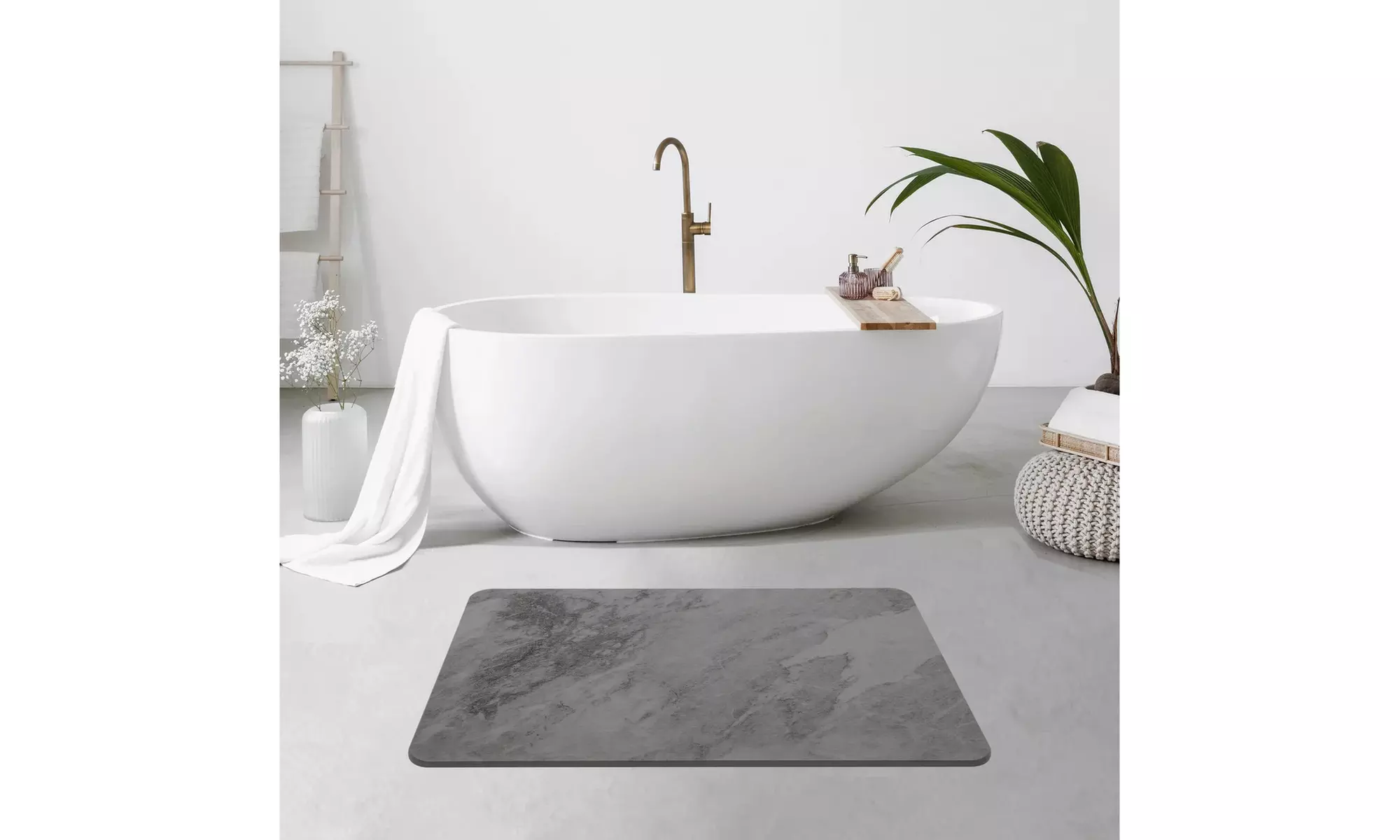 J&V TEXTILES Diatomaceous Quick-Drying Stone Bath Mat 24'' x 15''