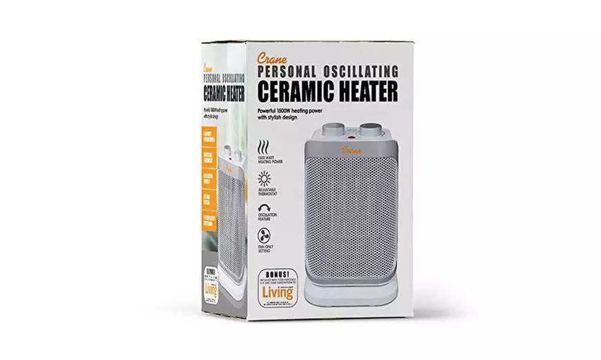 Crane Oscillating Mini Tower Heater, 10 Inch  - Second Medium