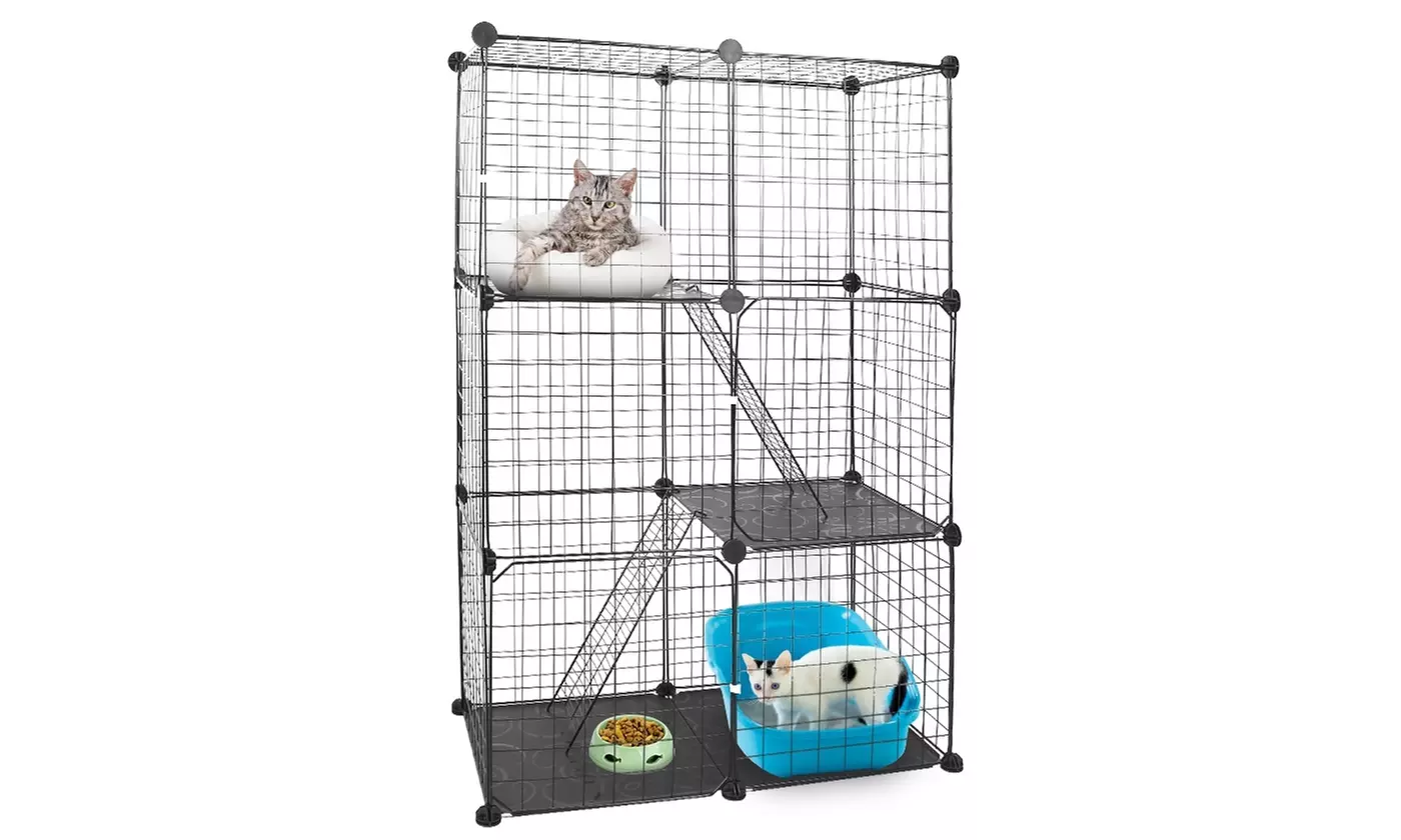 iMounTEK 2-Tier & 3-Tier Cat Cages Indoor Pet Playpens for 1-2 Cats