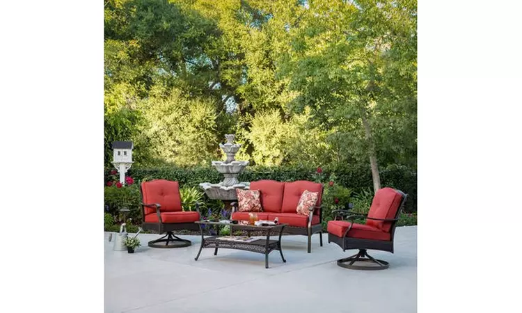 Better Homes & Gardens Providence 4-PC Patio Conversation Set, Red - Primary Image