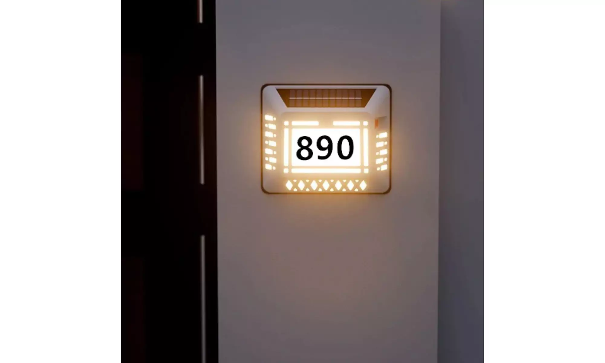 Water-Resistant Solar LED Address Plaque with Custom Numbers