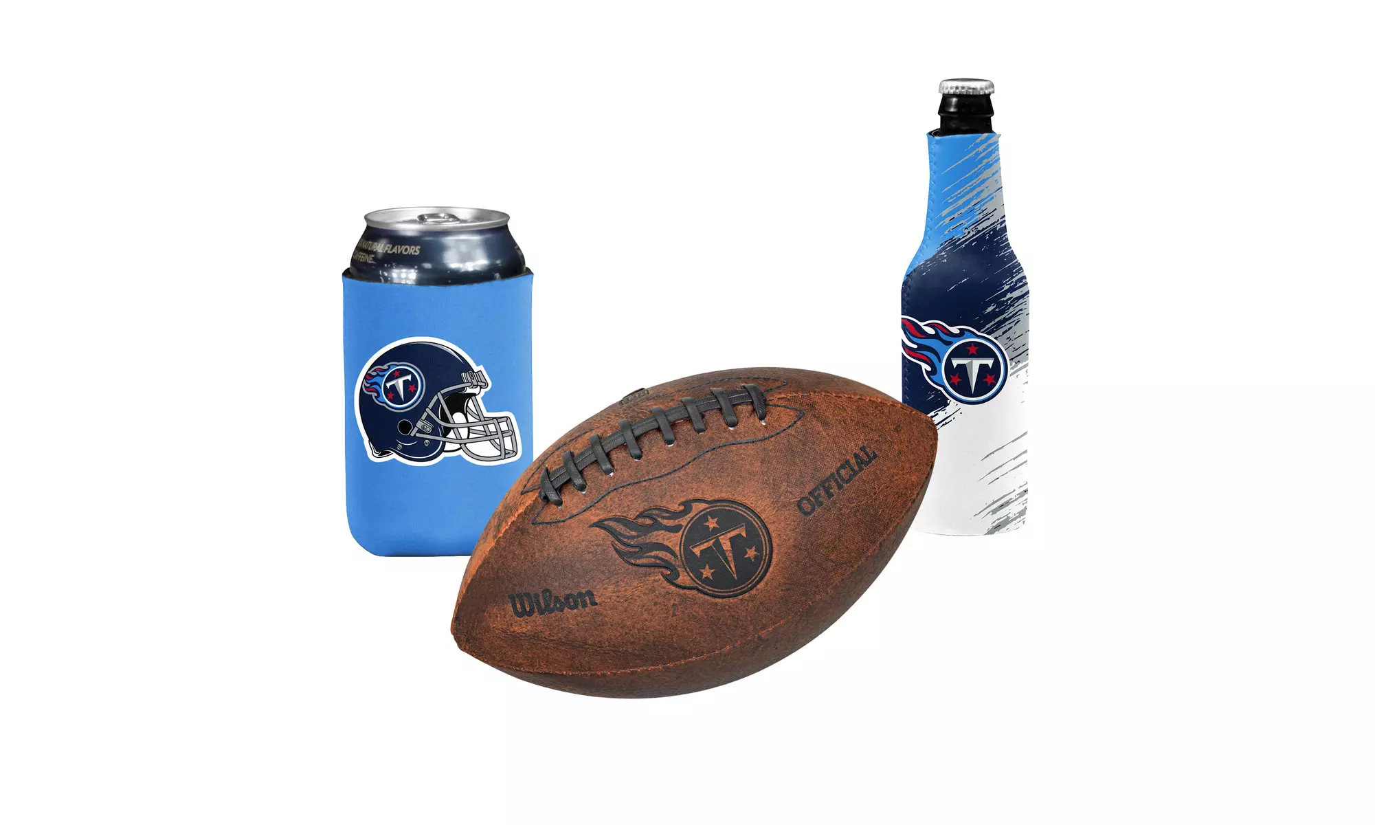 9" Throwback Football, Neoprene Can Holder and Neoprene Bottle Suit Gift Set - Primary Image