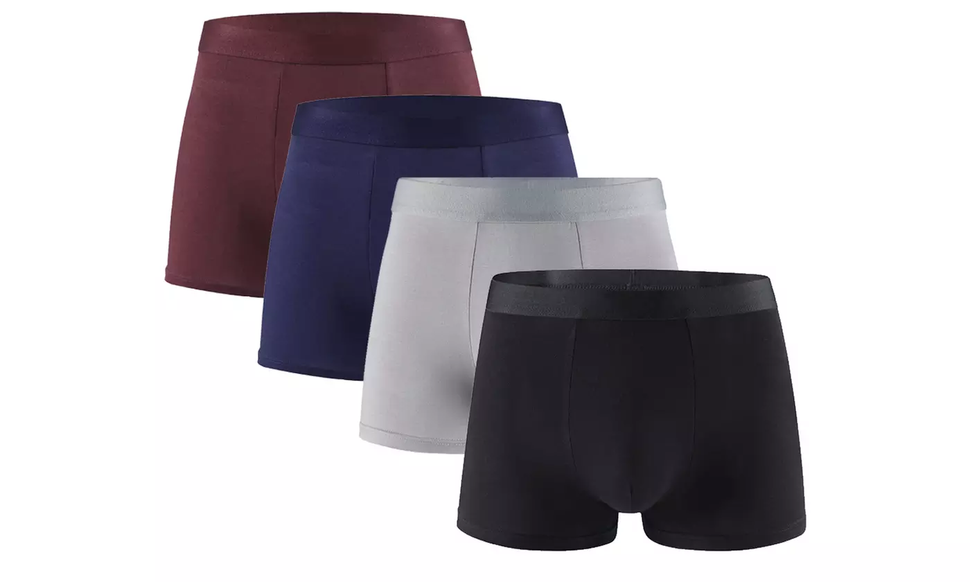 4 Pack Men's Boxer Briefs Breathable 3D Pouch High Elastic Waistband Underwear