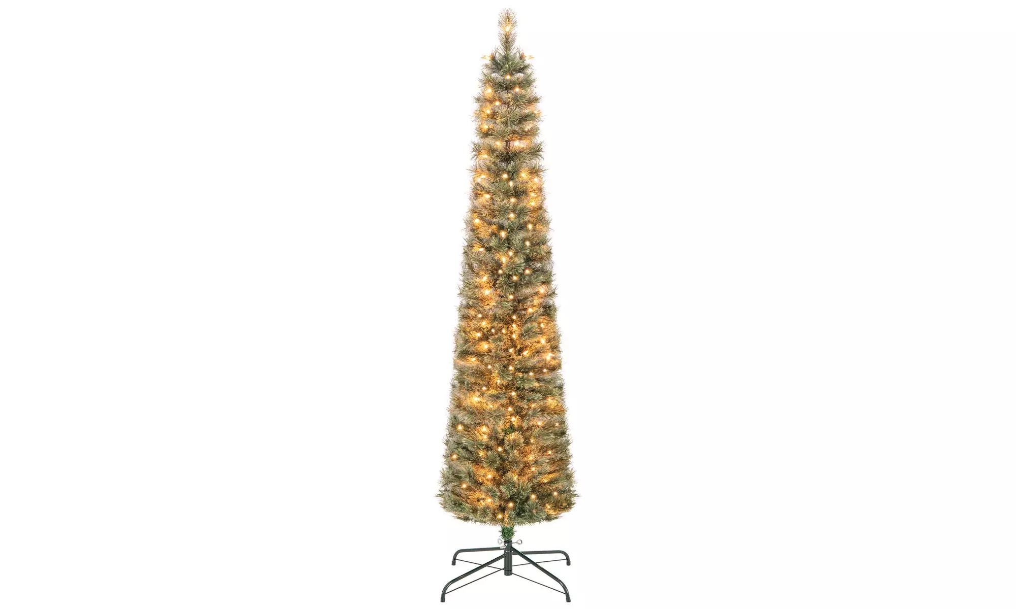 Costway 6/7 FT Pre-Lit Pencil Christmas Tree Xmas Decor w/Pine Needles & Lights - Primary Image