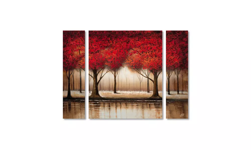 Rio 'Parade of Red Trees' Multi Panel Canvas Art Set - Primary Image