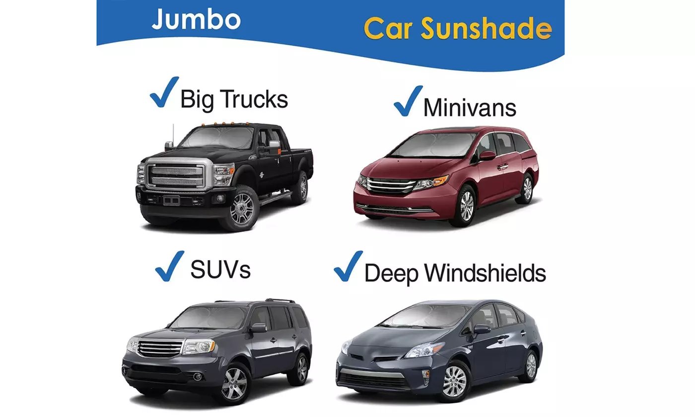 Extra Large Car Windshield Sun Shade Cover Blocks UV Rays Sun Visor Protector
