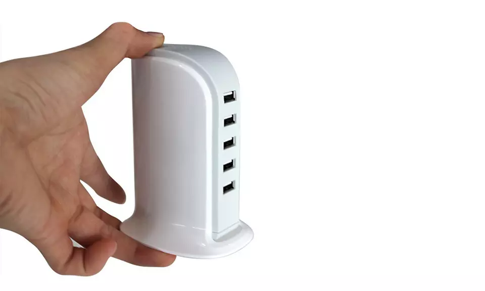 USB Charger 5 Port 5 Feet Cord Socket Portable Hub Desktop Charging - Second Medium