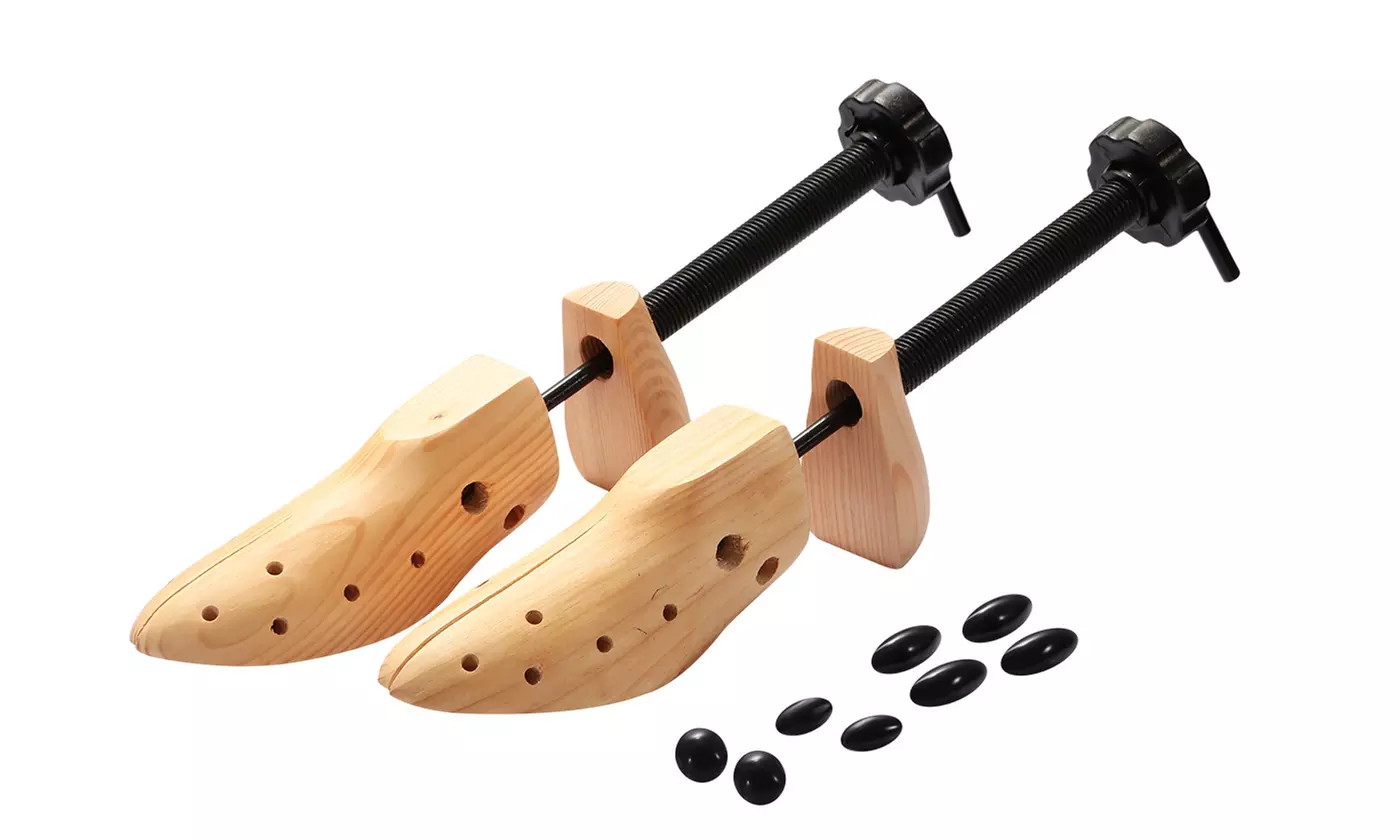 iMounTEK 2-Way Pine Wood Shoe Stretchers w/ Adjustable Length & Width (2-Pack) 