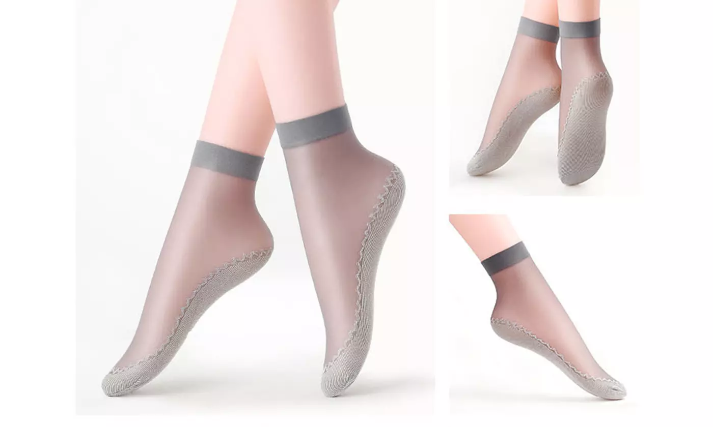 Women's Silky Anti-Slip Cotton Sole Sheer Ankle High Tights Hosiery Socks
